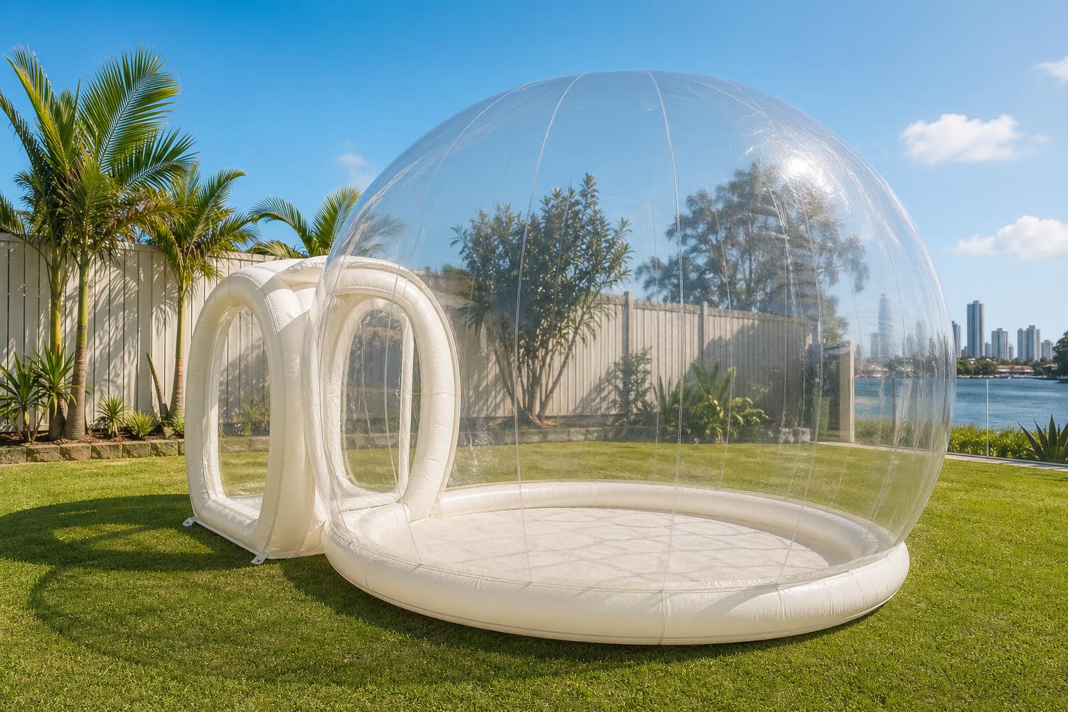 Plain white bubble house hire Gold Coast